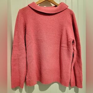 Basic Editions Women's Large Pink Lightweight Off Shiulder Marilyn Sweater